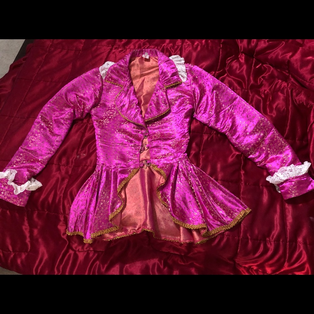Hot pink pirate costume .